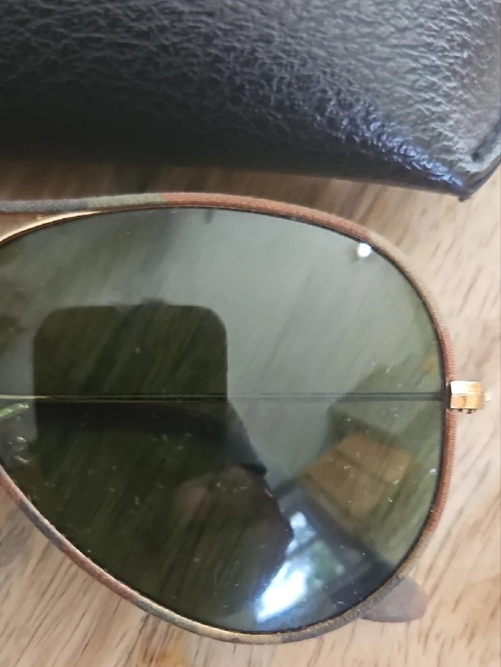 Ray-Ban Gold Frame Sunglasses with Green Lenses